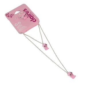 Claires Club Kitten Jewelry Set Necklace Bracelet Ring Silver Tone Pink